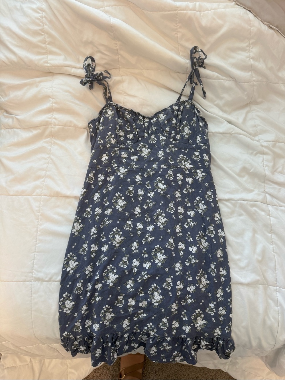 Hollister Navy Floral Tie-Shoulder Slip Dress